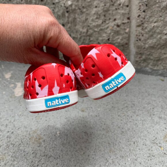 NATIVE Jefferson Stars Shoes Kids C5 5 Toddler Natives Shoe July 4th Red EUC - Picture 7 of 9